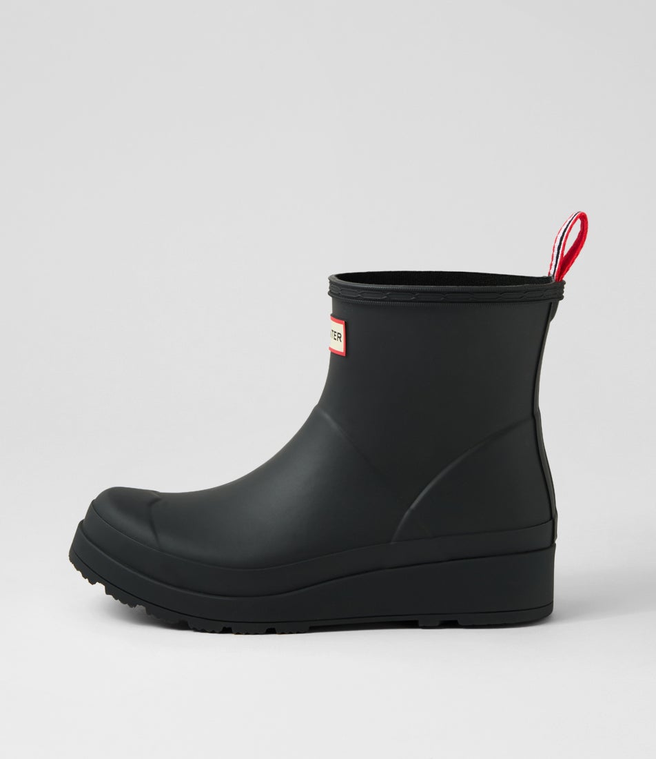 Play Short Black Rubber Ankle Boots