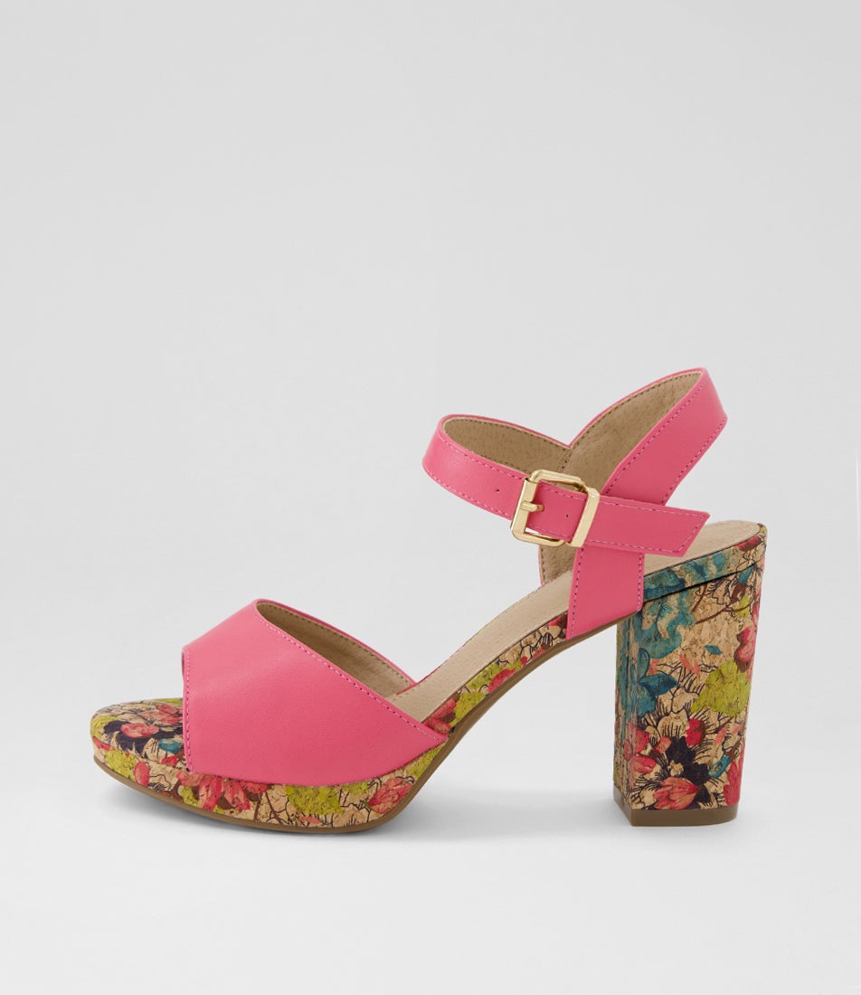Bountys Lipstick Flower Heel Sandals Bountys Lipstick Flower Heel Sandals