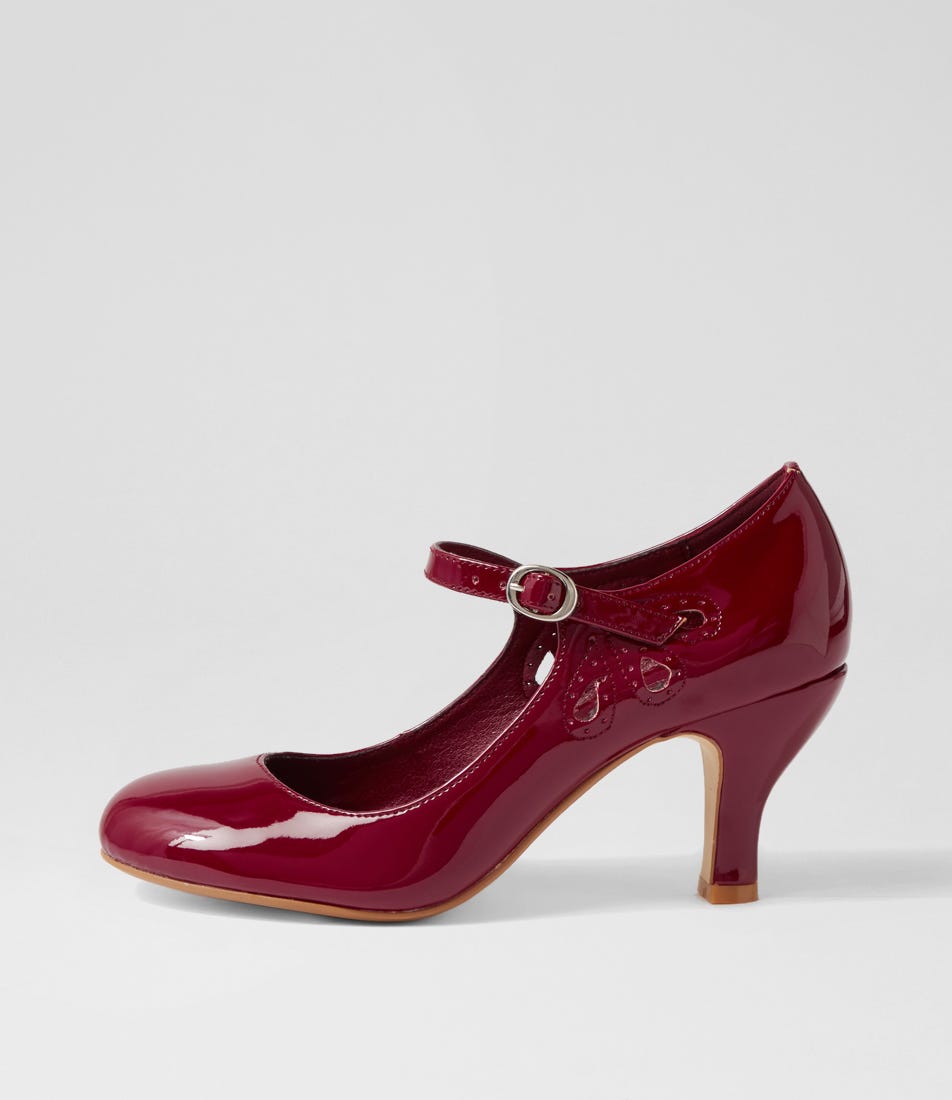 Mendy Wine Patent Pu Mary Jane Heels