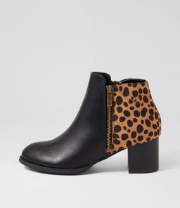 JUSTEAN IL BLACK TAN CHEETAH SMOOTH MICROSUEDE