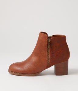 JUSTEAN IL DK TAN DK TAN FLOWER IMPRINT SMOOTH