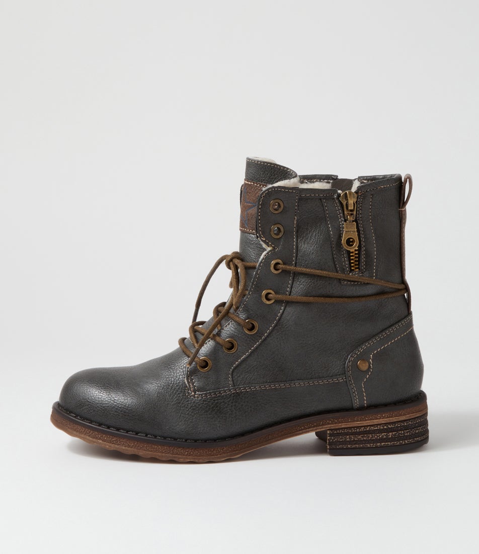 Miskeen Charcoal Lace Up Boots