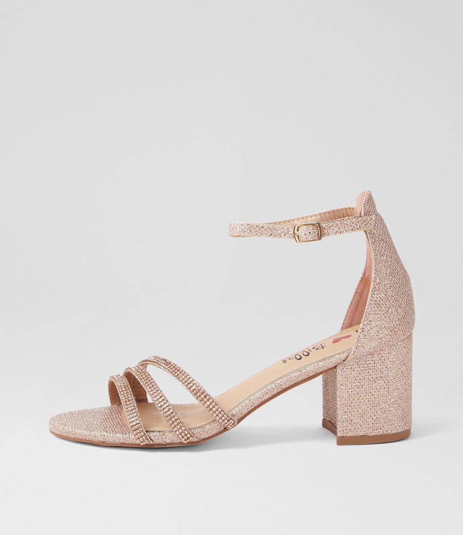 Jalim Rose Gold Fabric Sandals