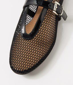 MESHINE IL BLACK PATENT PU MESH