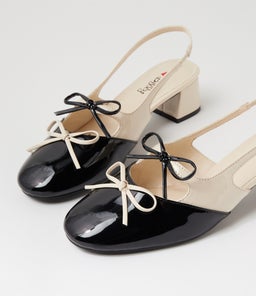 CHERUB IL BLACK CREAM PATENT PU