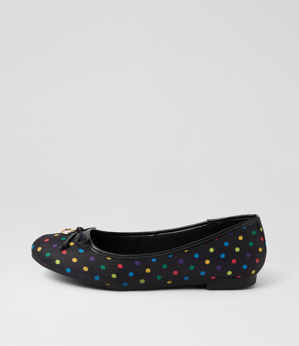 Dreamie Black Spot Fabric Flat Shoes Dreamie Black Spot Fabric Flat Shoes