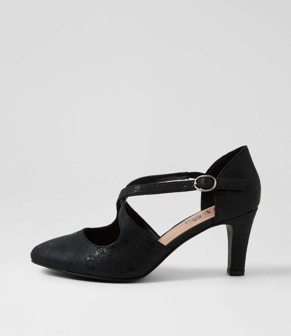 Irenna W Black Shimmer Fabric Heels