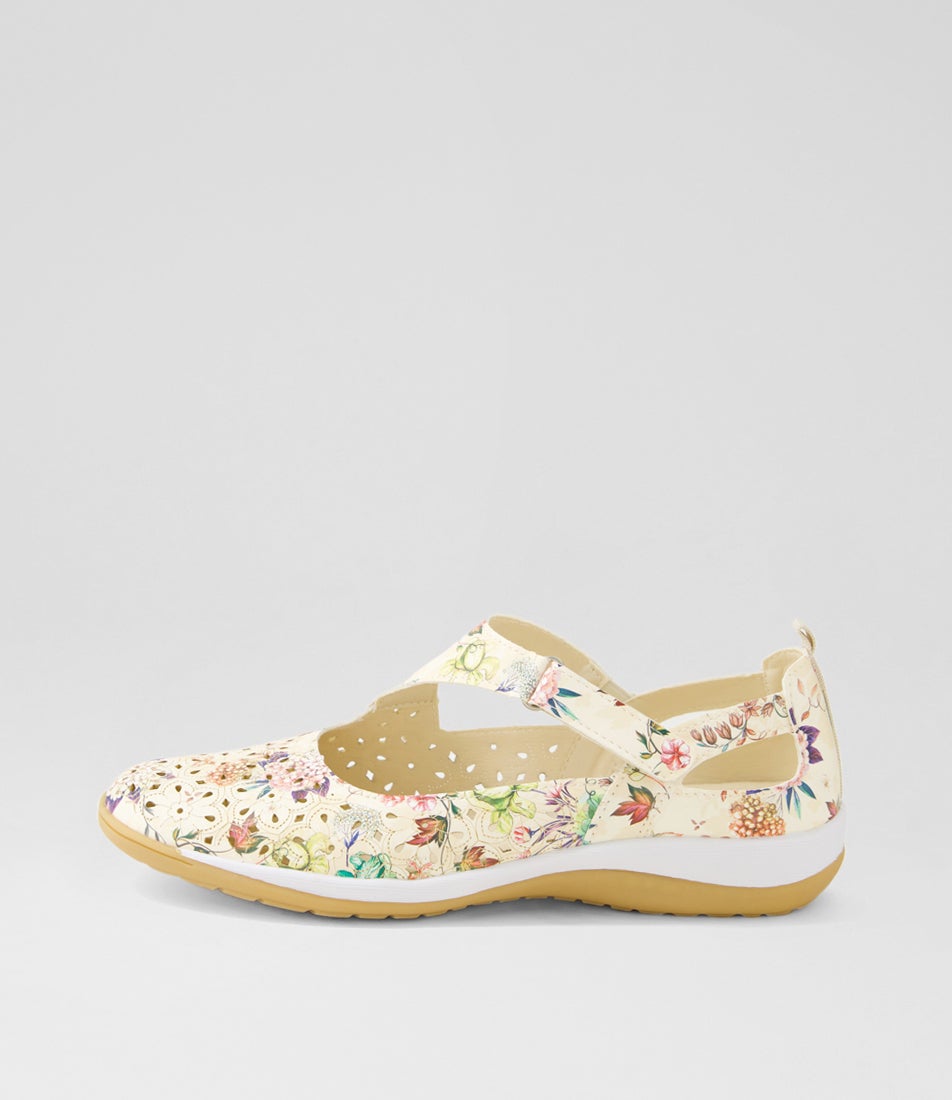 Ardon Beige Wildflower Flat Shoes Ardon Beige Wildflower Flat Shoes