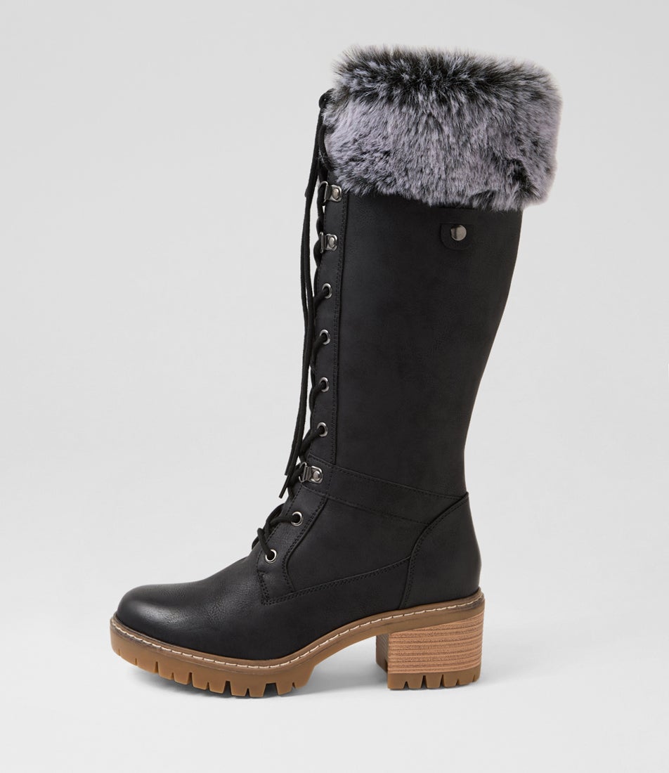 Wonto Black Knee High Boots