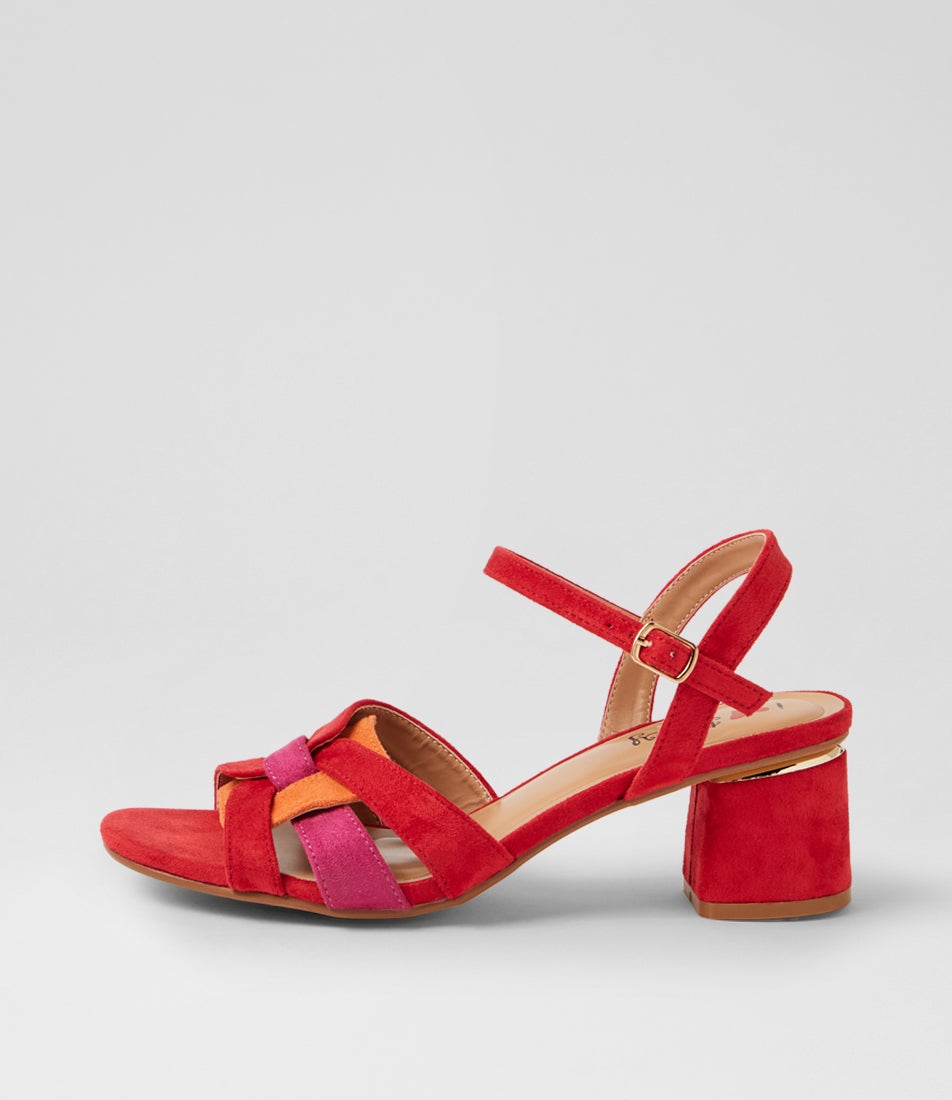 Hossie Red Multi Microsuede Sandals Hossie Red Multi Microsuede Sandals