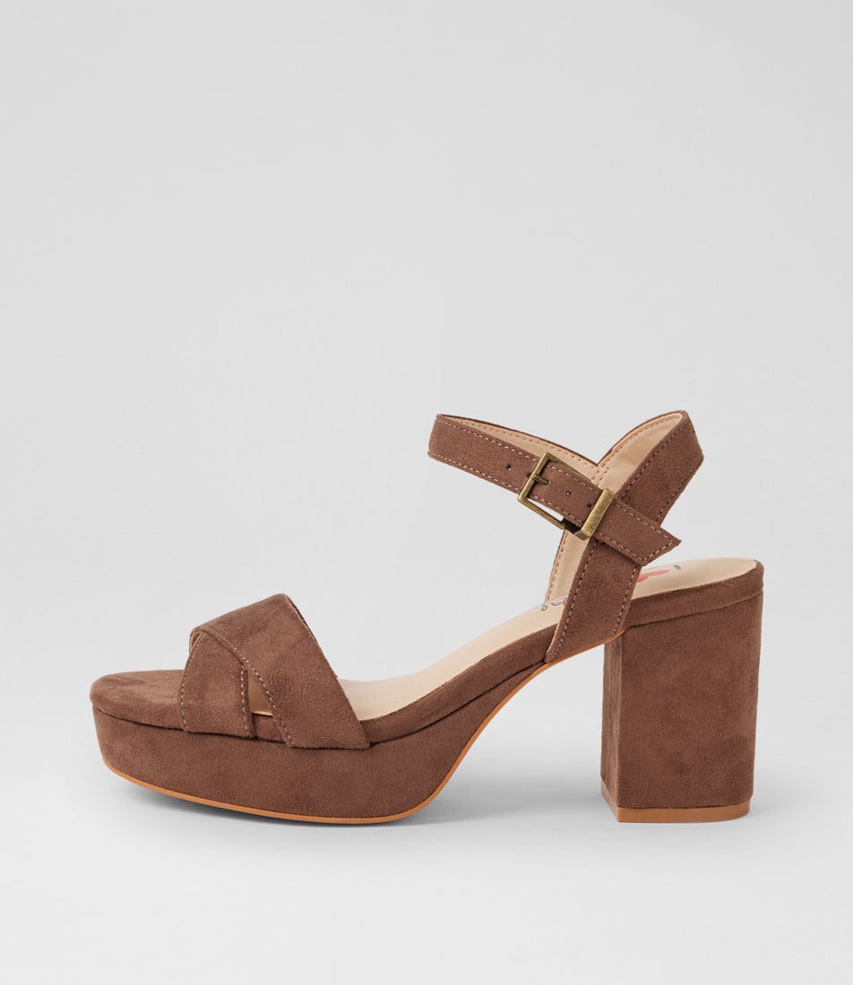 Finnisk Light Choc Microsuede Platform Sandals Finnisk Light Choc Microsuede Platform Sandals
