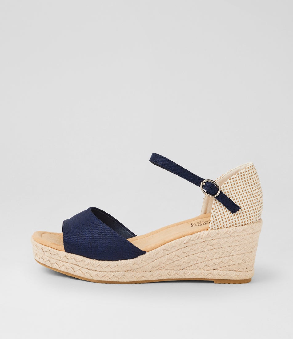 Sayeri W Navy Fabric Platform Wedge Sandals Sayeri W Navy Fabric Platform Wedge Sandals