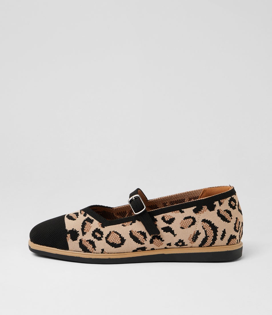 Futile Black Leopard Knit Mary Janes Futile Black Leopard Knit Mary Janes