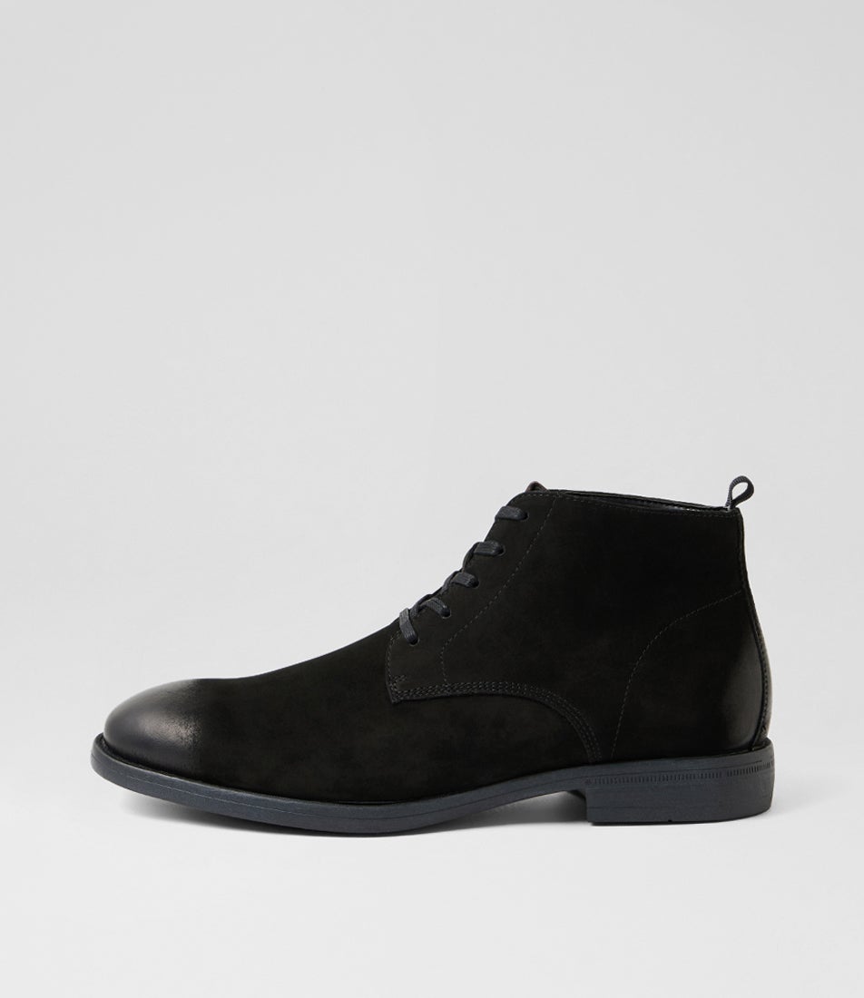 Neon Black Leather Lace Up Boots