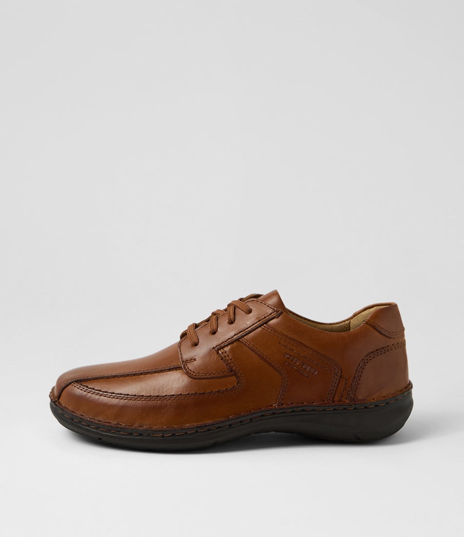 New Anvers 08 Cognac Leather Lace Up Flats