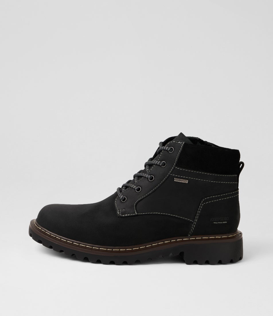 Chance 66 Schwarz Leather Lace Up Boots