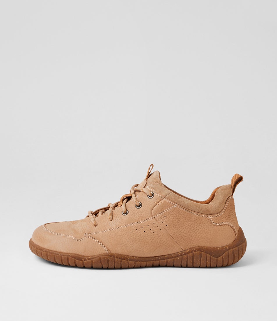 Wallace 02 Beige Leather Lace Up Sneakers