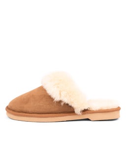 WOMENS SCUFF CHESTNUT LEATHER