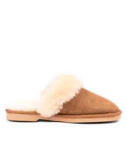 WOMENS SCUFF CHESTNUT LEATHER