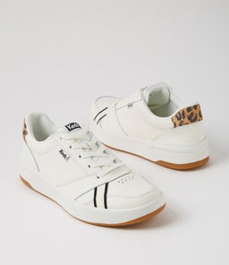 THE COURT LEATHER KE LEOPARD SNOW WHITE LEATHER
