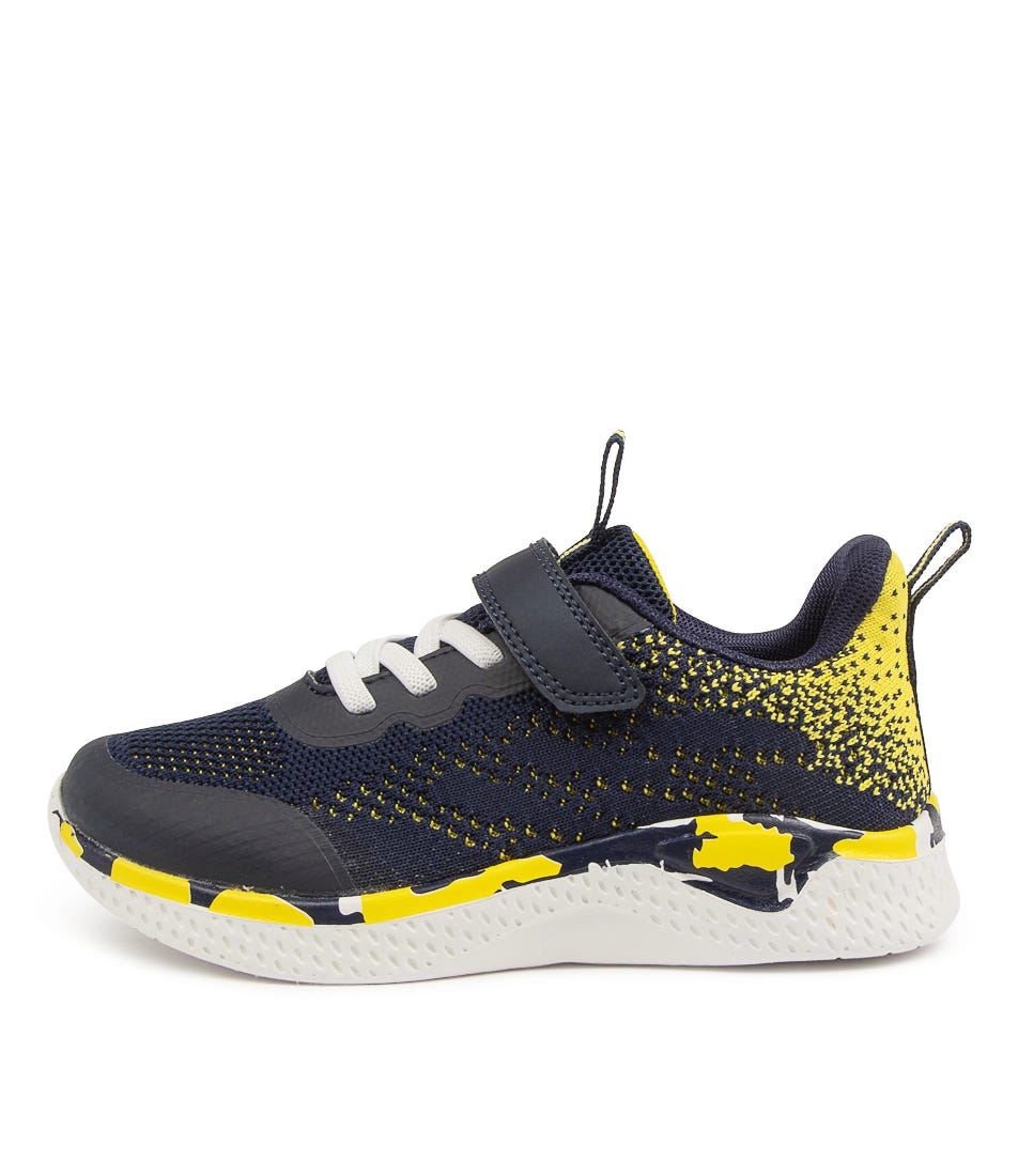navy yellow shoes