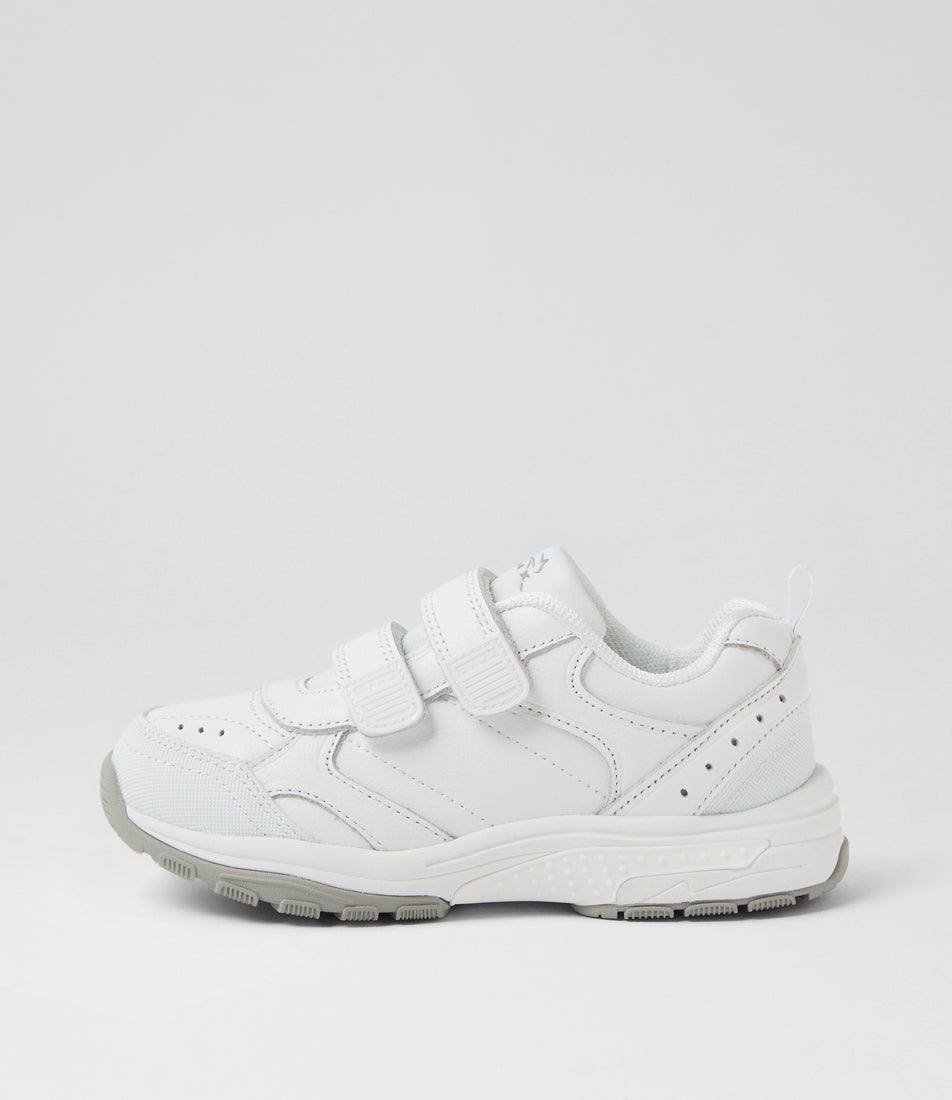 Elite Jnr E Adj White Leather Sneakers
