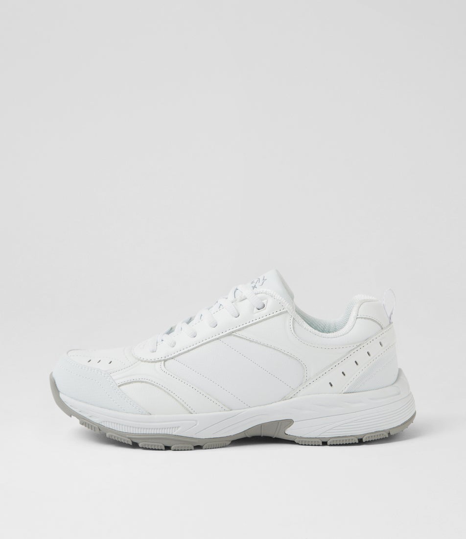 Elite Snr Wide White Leather Sneakers