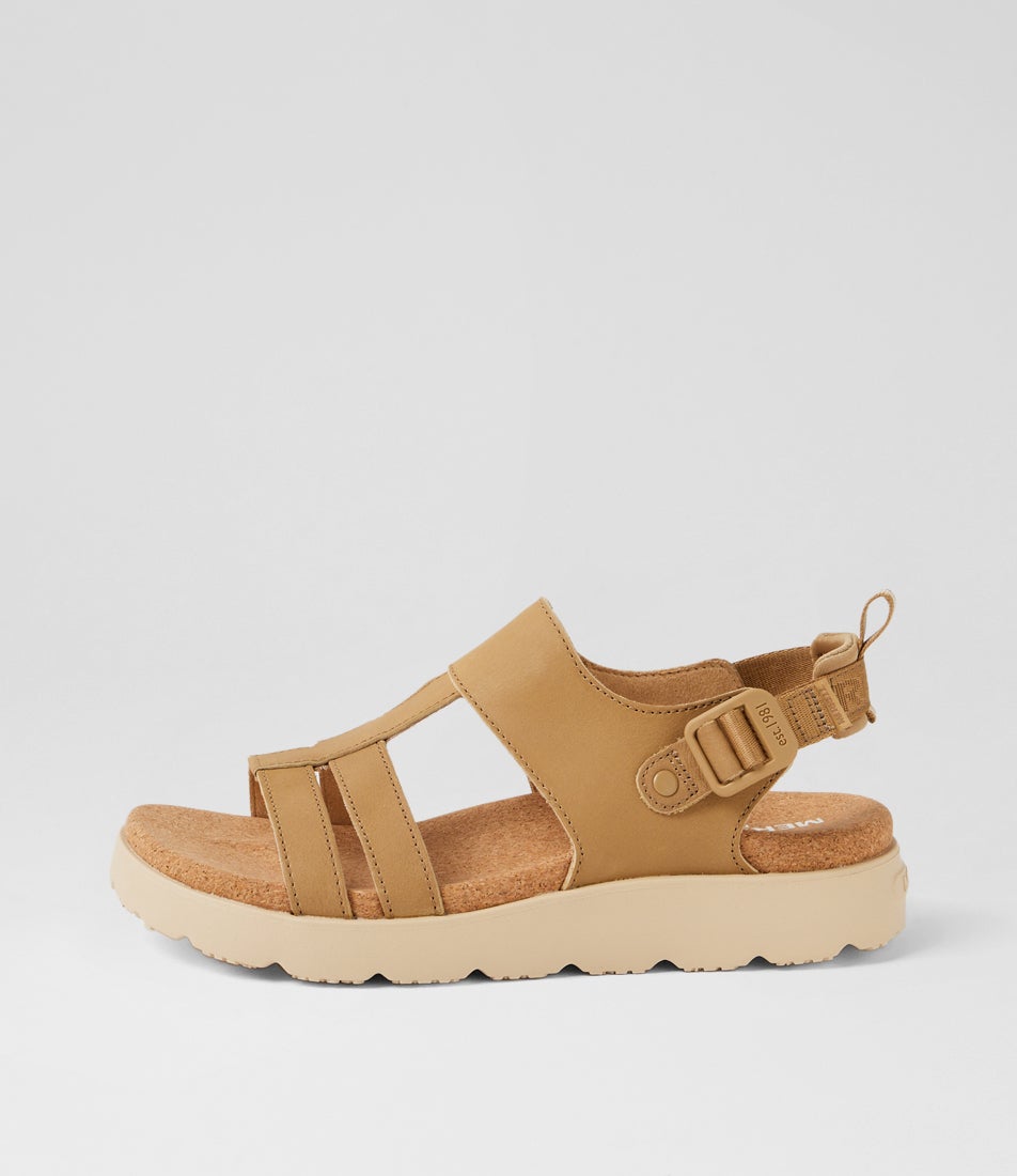 Fleur Backstrap Beaver Leather Sandals