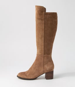 SETTIN LT CHOC CHOC HEEL SUEDE STRETCH MICROSUEDE
