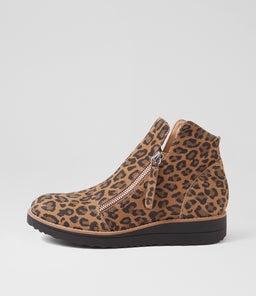 OLISE CAMEL LEOPARD BLACK SOLE SUEDE