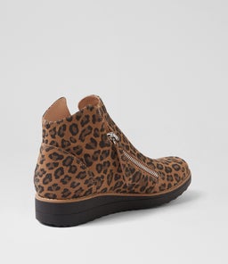 OLISE CAMEL LEOPARD BLACK SOLE SUEDE