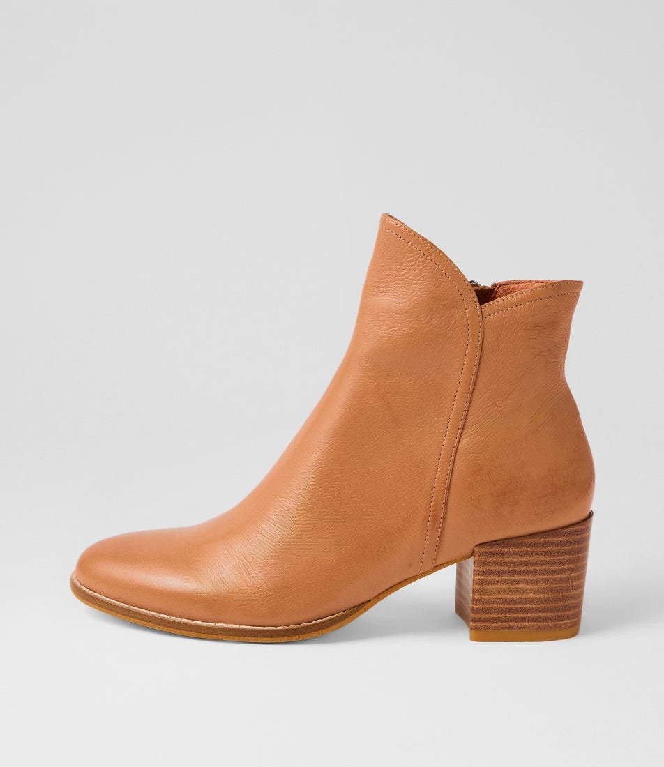 Mocker Tan Leather Ankle Boots