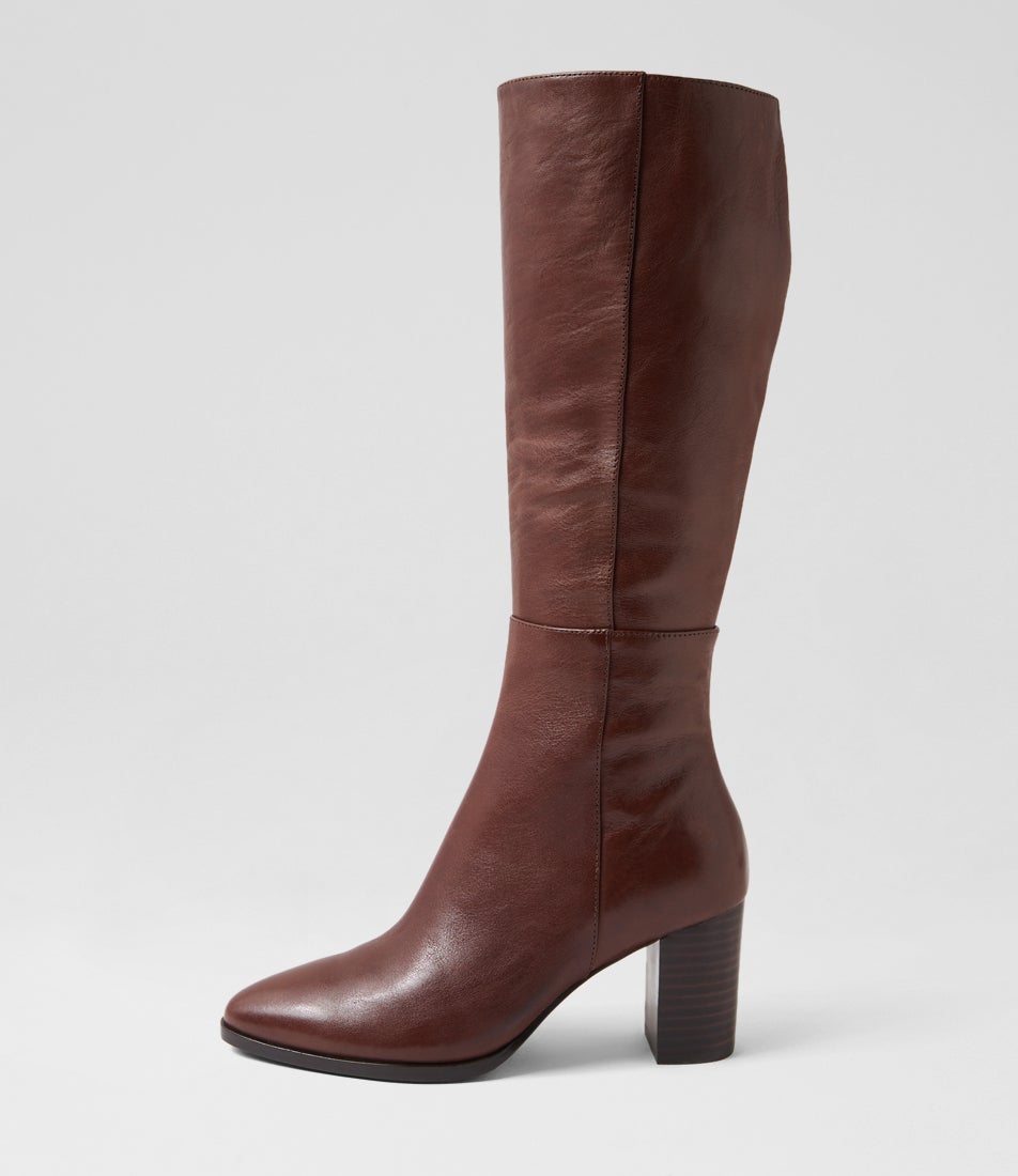 Able Choc Brown Leather Knee High Boots Able Choc Brown Leather Knee High Boots