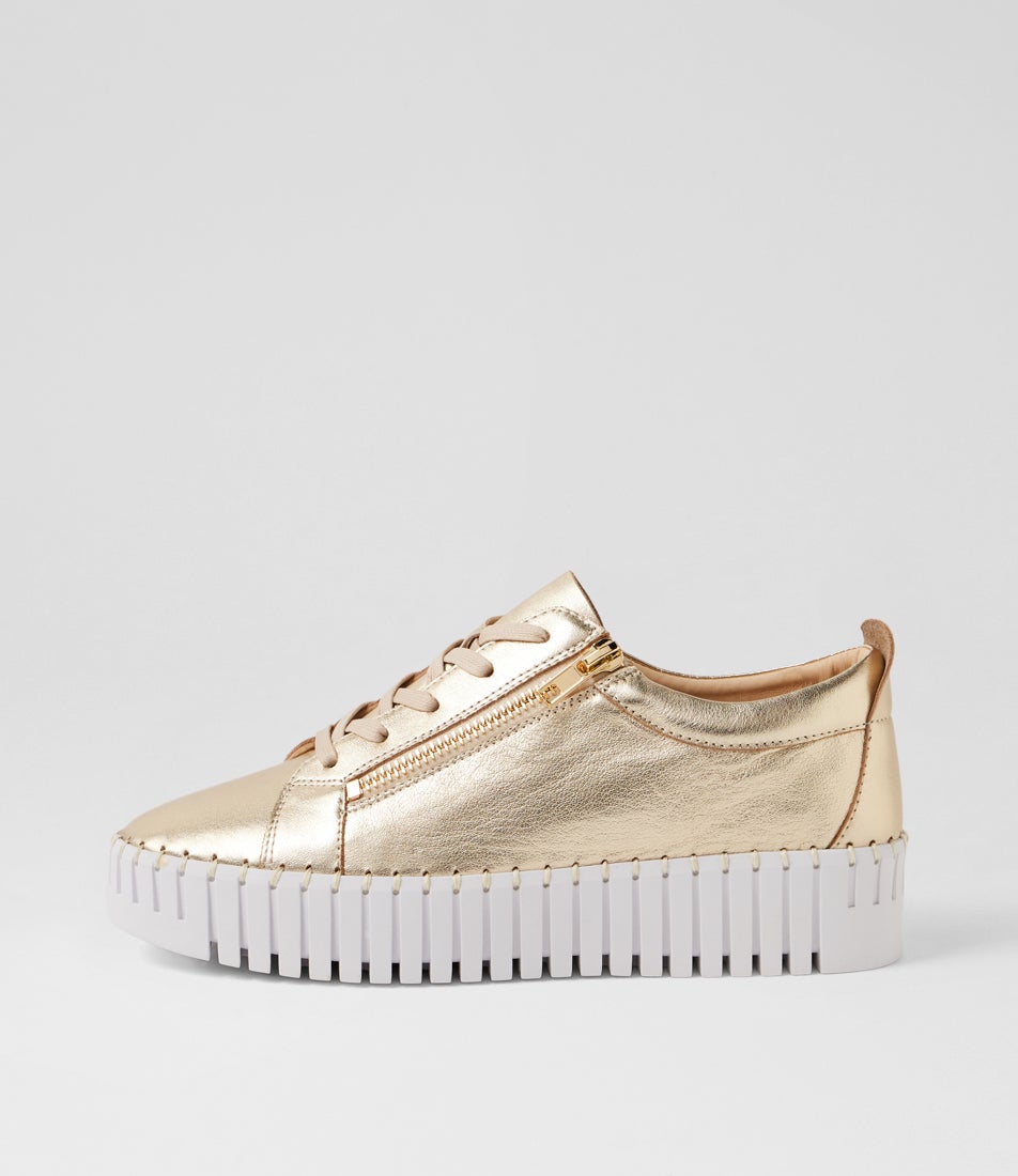 Braelyn Pale Gold Leather Sneakers