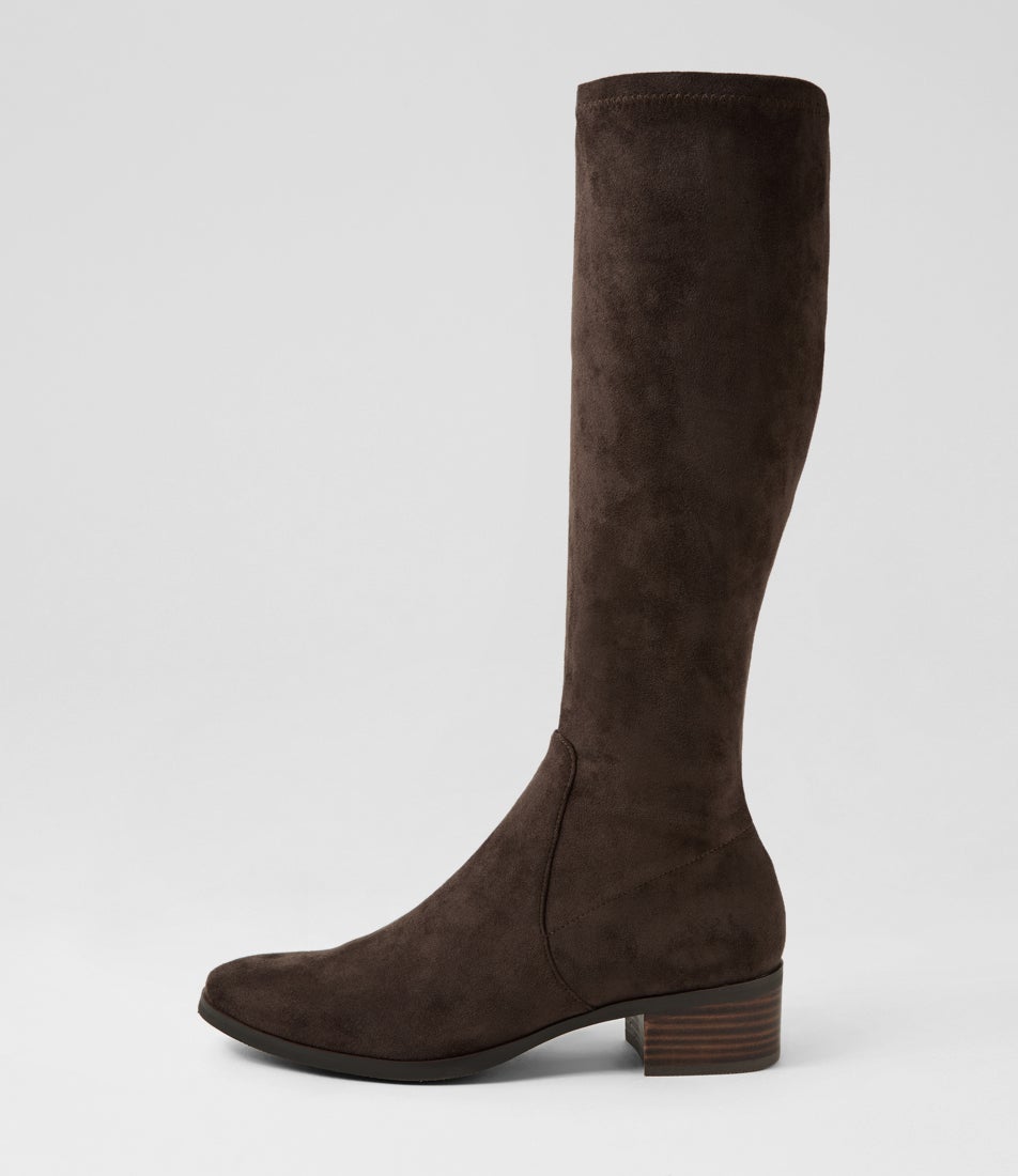Tenley Choc Stretch Microsuede Knee High Boots