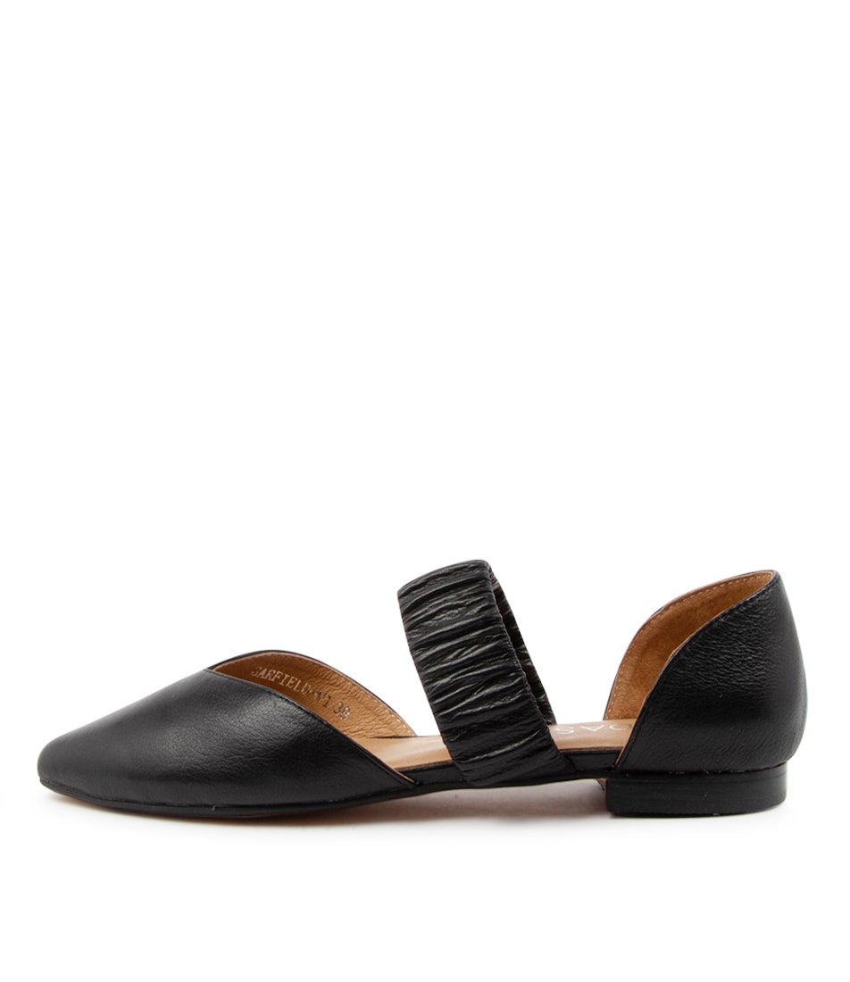 Garfield Black Leather Flat Shoes