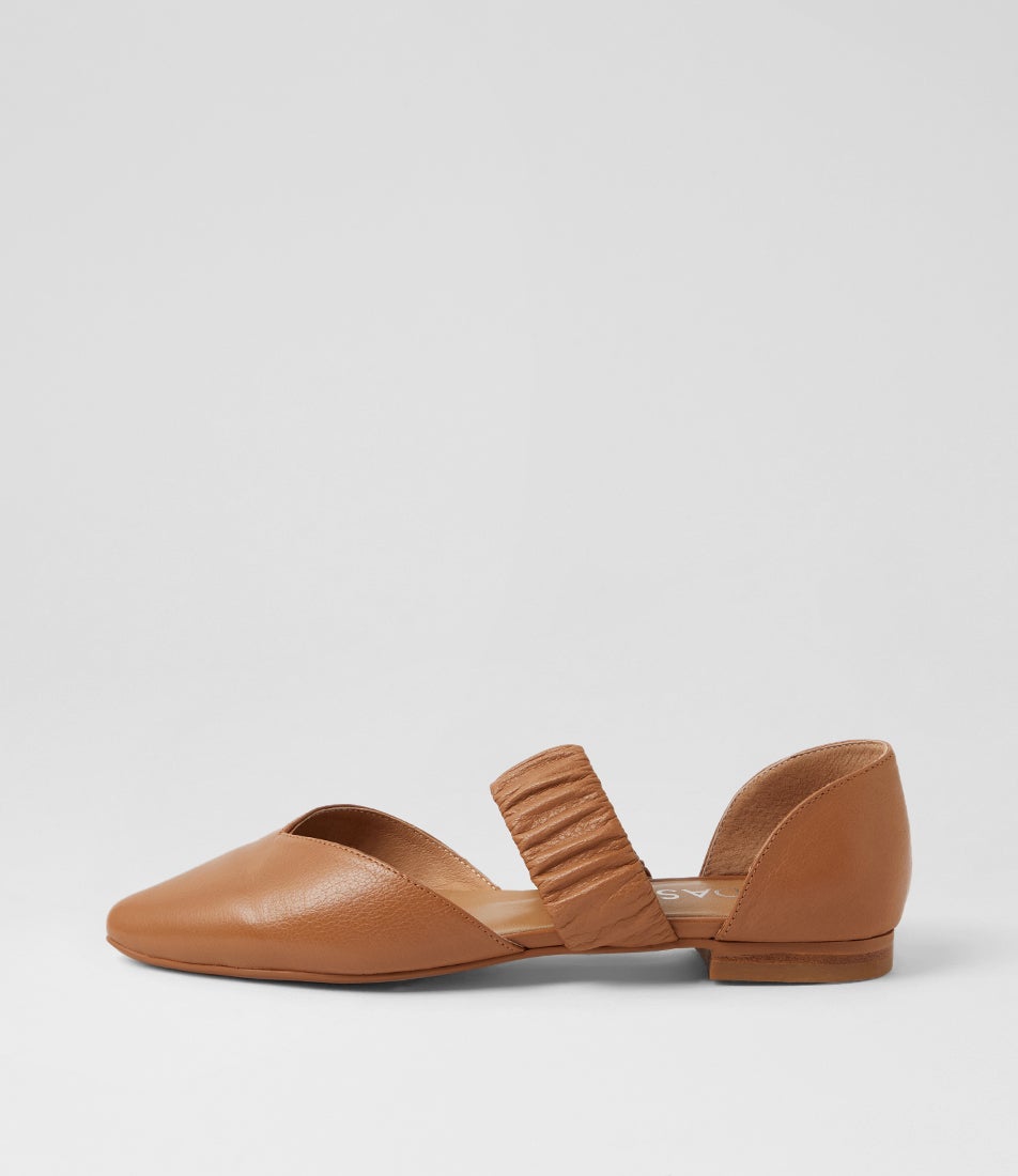 Garfield Dark Tan Leather Flat Shoes