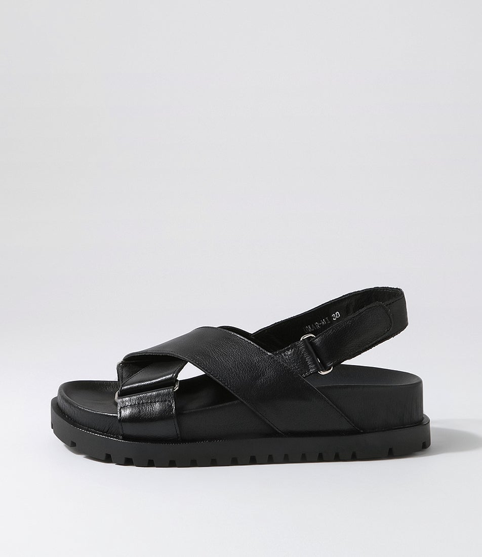 Umar Black Leather Sandals