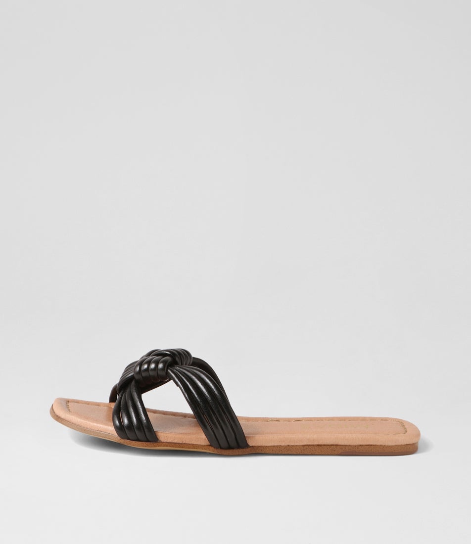 Lacidy Black Leather Slides Lacidy Black Leather Slides