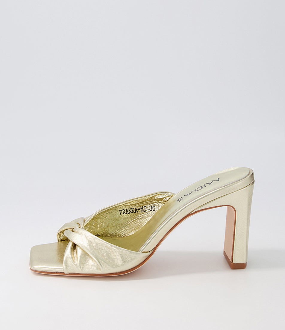 Franka Gold Leather Slides