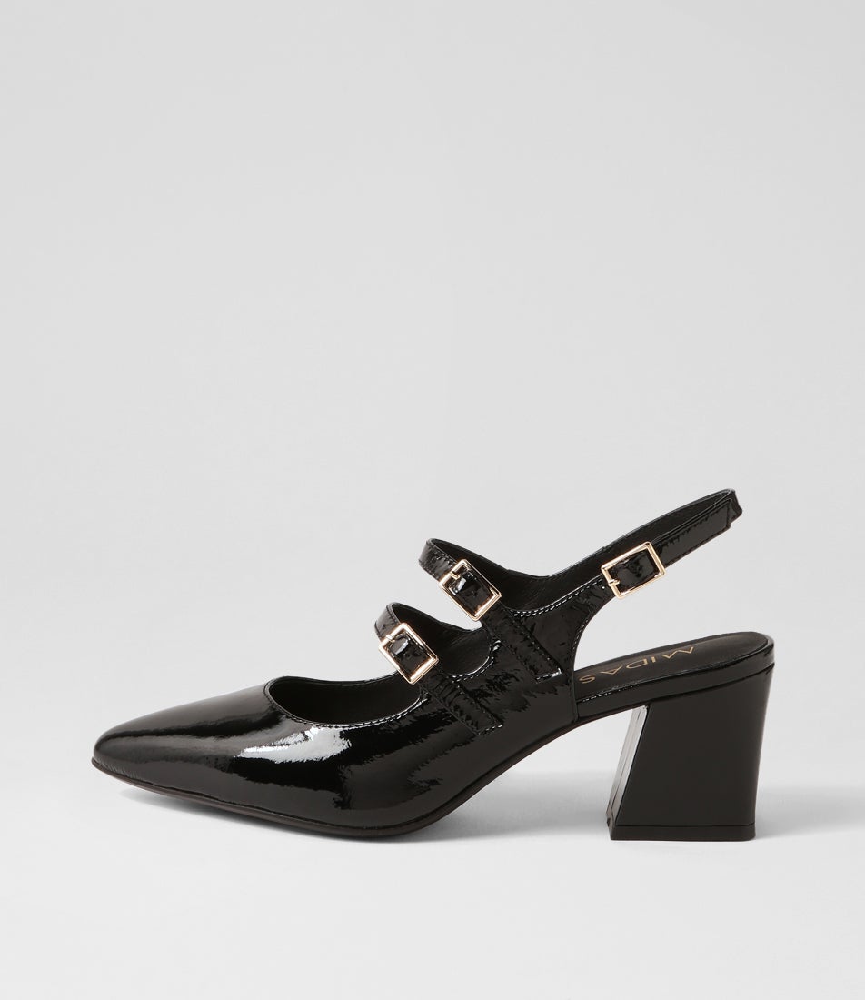 Merina Black Patent Leather Mary Jane Heels