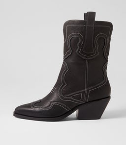 REVAY MI BLACK WHITE STITCH LEATHER