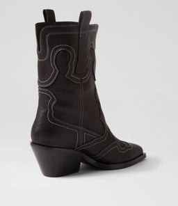 REVAY MI BLACK WHITE STITCH LEATHER