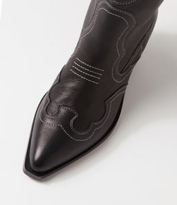 REVAY MI BLACK WHITE STITCH LEATHER