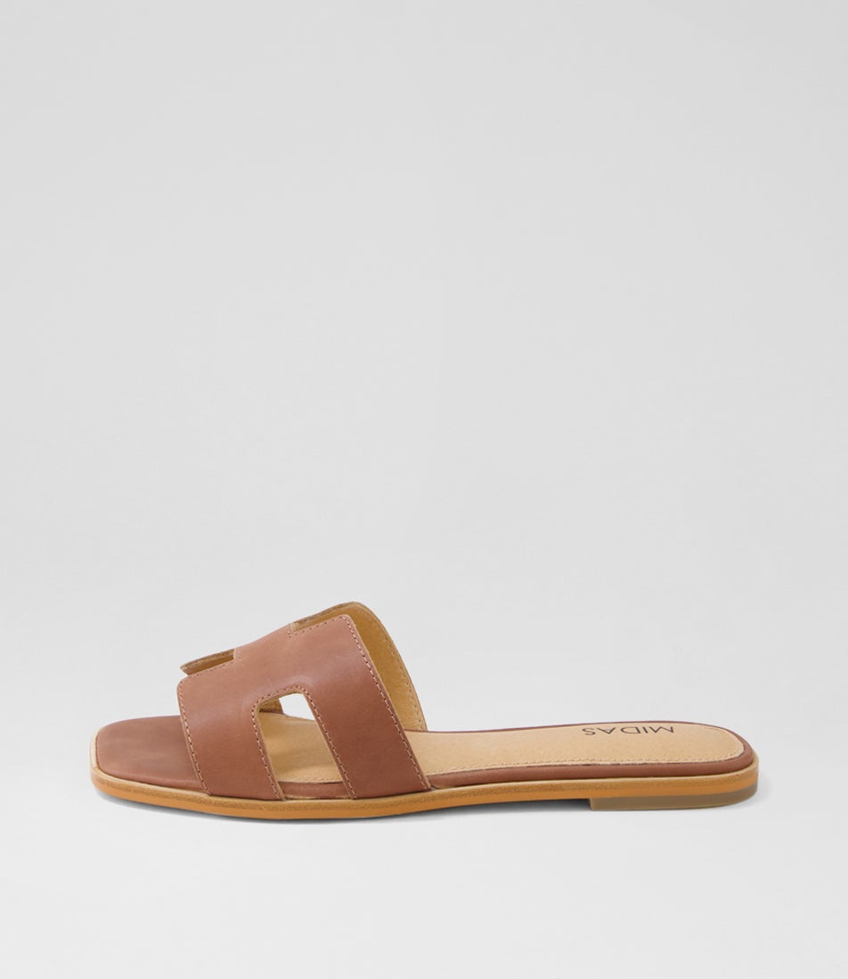 Stevans Walnut Leather Slides