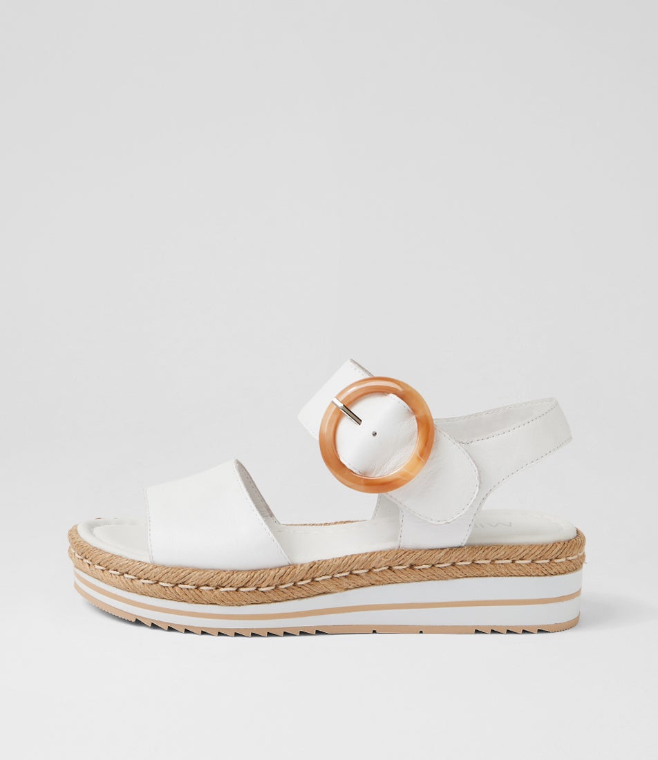 Aubbie White Leather Sandals