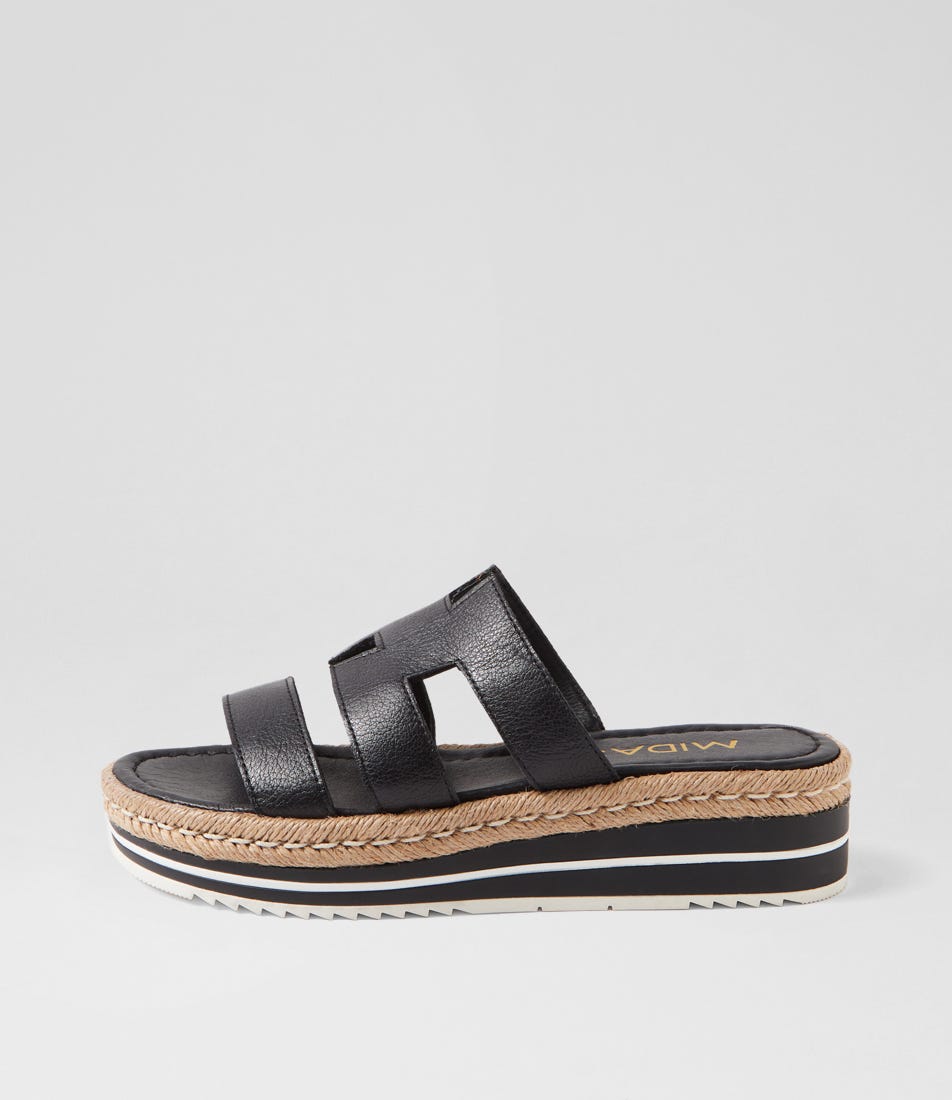 Aopings Black Leather Slides