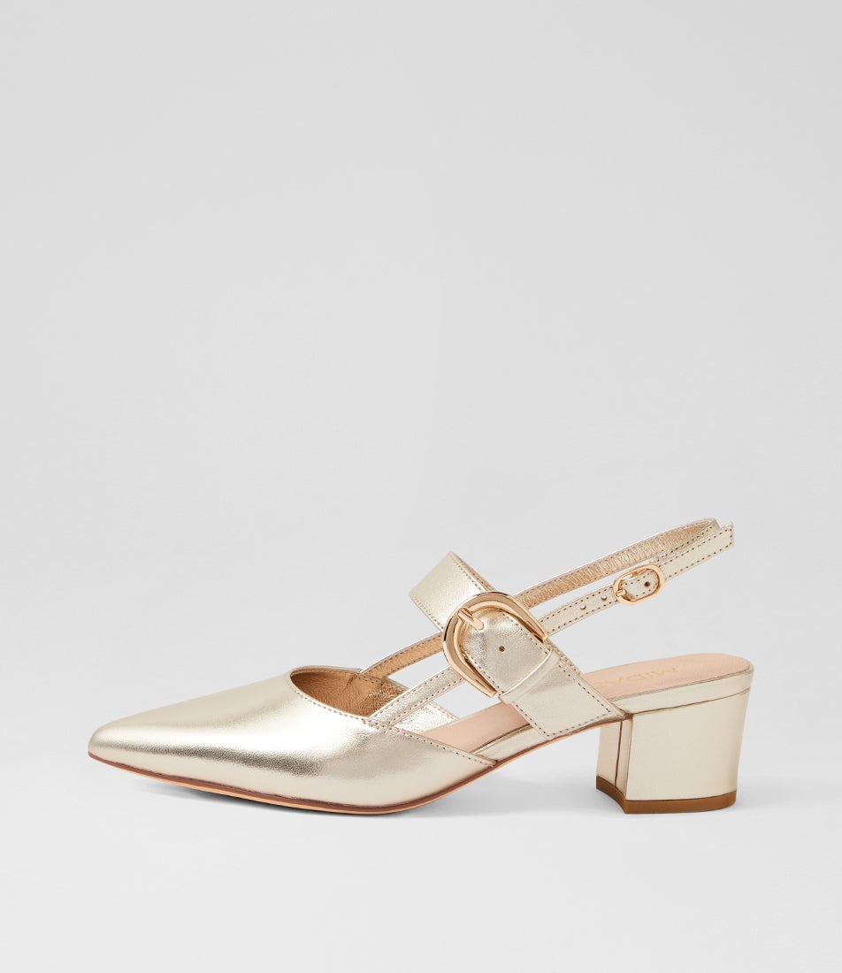 Atten Pale Gold Leather Slingbacks Atten Pale Gold Leather Slingbacks