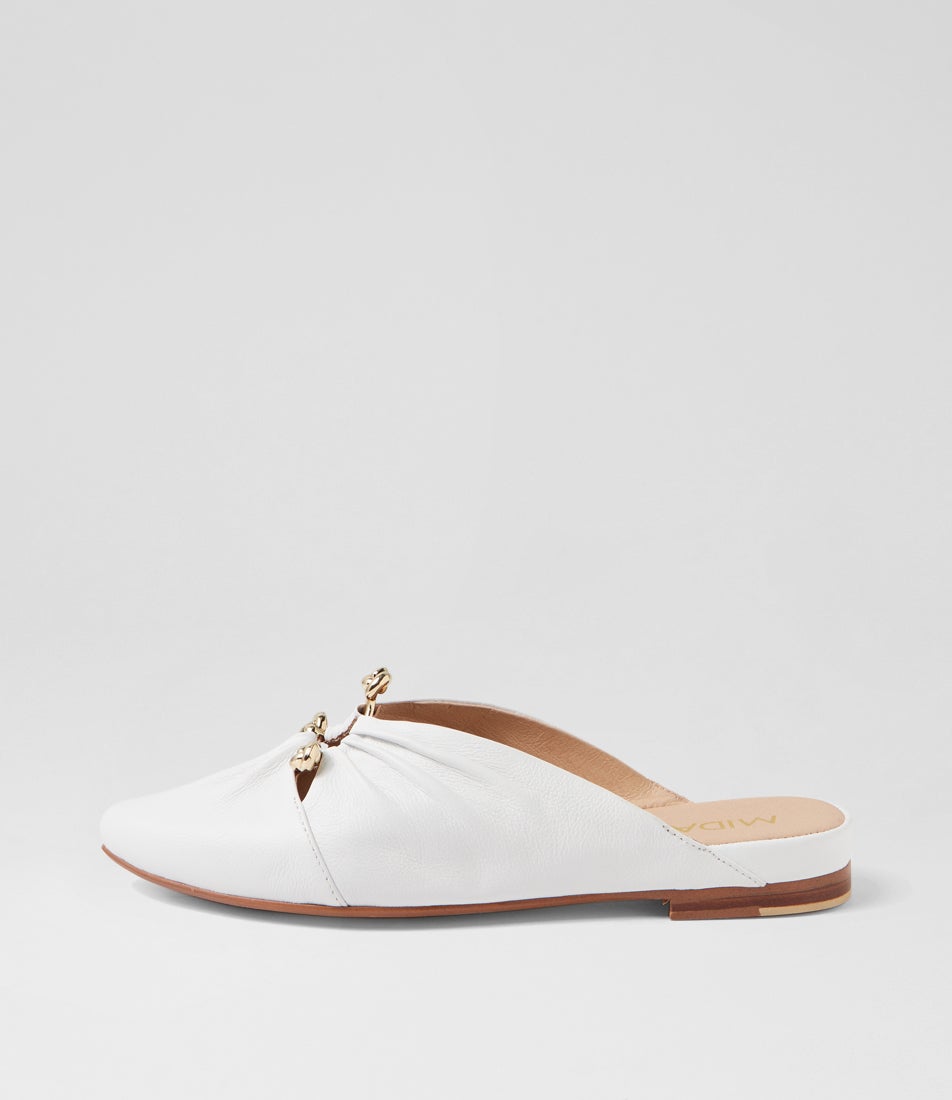 Fabell White Leather Mules