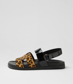 RAFFAY MI LEOPARD BLACK PONY PATENT